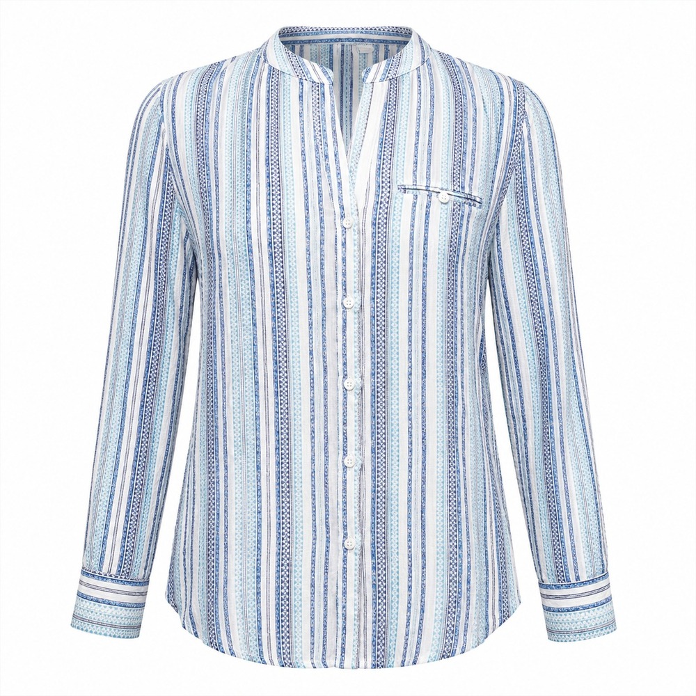 KUT from the Kloth Button Down Blouse Womens Large Blue White Stripe KT32138